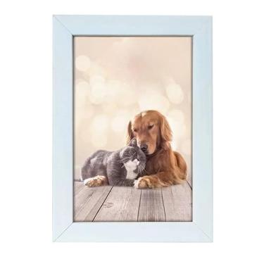 Imagem de Kit 6 Porta Retrato Branco Moldura Branca com Vidro Ou Acetato para Parede Ou Mesa(10x15cm)(VIDRO,MESA)