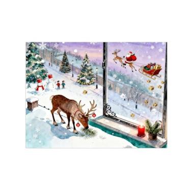 Imagem de Natal Quadro em tela-Natal inverno cidade-Imagem moderna decoração casa-Pôster impressões para sala estar 60x80cm24x31in Sem Moldura