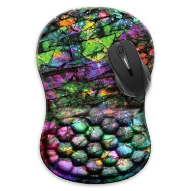 Imagem de WIRESTER Tapete de mouse ergonômico confortável, suporte de pulso, descanso de pulso, alívio da dor com design de massagem, base de poliuretano antiderrapante para acessórios de mesa de escritório em