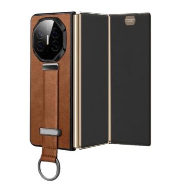 Imagem de HAOMRIYL Capa Wristrap para Huawei Mate Xts/XT, suporte de pulseira, proteção de anel, capa de couro fina minimalista antiqueda, marrom, Mate XT