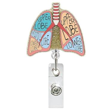 Imagem de Carretel de crachá pneumologista, suporte retrátil de terapeuta respiratório para estudante RT pneumologista, assistente médico de pulmão, enfermeira, terapeuta RT, cartão de identificação extensível