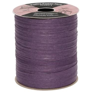 Imagem de Seebery Fita de ráfia para artesanato - Fio de ráfia natural para embrulho de presente, decoração DIY e muito mais | Corda de papel de corda fosca para crochê - 1/10.2 cm de largura, 100 metros, roxo