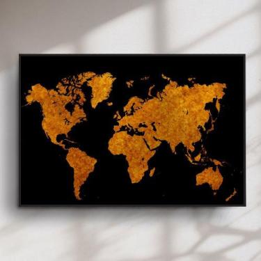 Imagem de Quadro Decorativo Mapa Mundi em Ouro Preto - ArtBeni Quadros