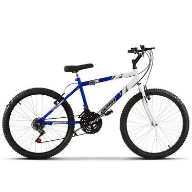 Imagem de Bicicleta de Passeio Ultra Bikes Esporte Bicolor Aro 24 Reforçada Freio V-Brake – 18 Marchas Azul/Branco