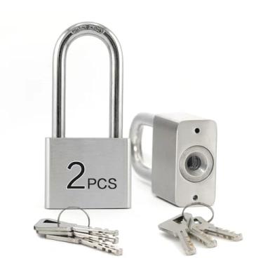 Imagem de Lanube Cadeados marinhos com chave de aço inoxidável 304 para uso ao ar livre, corpo de 4 cm de largura, corpo longo de aço inoxidável, pacote com 2