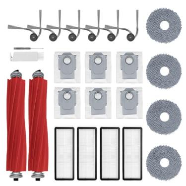 Imagem de Kit de substituição de 24 peças de acessórios QV 35A, compatível com aspirador robô Roborock QV 35A/QV 35S/QR 598/QR 798, 2 escovas principais, 4 almofadas de pano para esfregão, 6 escovas laterais, 4