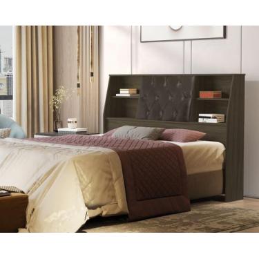 Imagem de cabeceira box 1,60 queen nubia almofada estofada com prateleira e nich