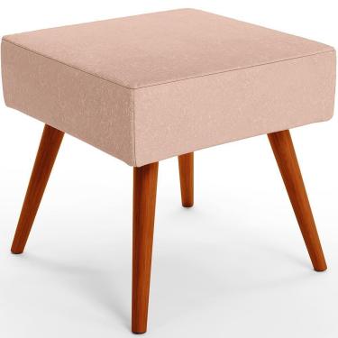 Imagem de Puff Banqueta Decorativa Com Pés Palito Lívia Linho Rosê