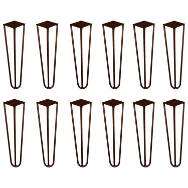 Imagem de Kit 12 Pés De Metal 30 Cm Mesa De Canto Rack E Puffs Bronze