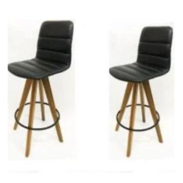 Imagem de Kit 2 Banquetas Julia Giratória Gourmet-assento Corino Preto