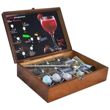 Imagem de Kit Gin 12 Especiarias + 4 Xaropes + Colher + Dosador Duplo + Caixa MD