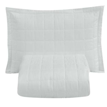 Imagem de Kit Cobre Leito Colcha Monaco Solteiro Dupla Face 2 Peças Branco 100% Poliéster