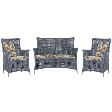 Imagem de Jogo Sofá E 2 Poltronas Igapó Alumínio Fendi E6 Trama Prata