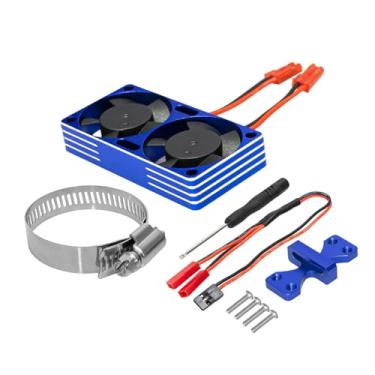 Imagem de Fenteer Kit de Ventoinhas de Dissipação de Calor para Motor de Carro RC com Duas Ventoinhas de Resfriamento, Leve, para Modelos 1:7, 1:8 e 1:10. Radiador de, Azul