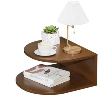 Imagem de Mesa de cabeceira flutuante de bambu com gaveta de armazenamento e prateleira aberta moderna, quarto, sala de estar, cozinha, sala de ferramentas para uso (marrom, trompete)