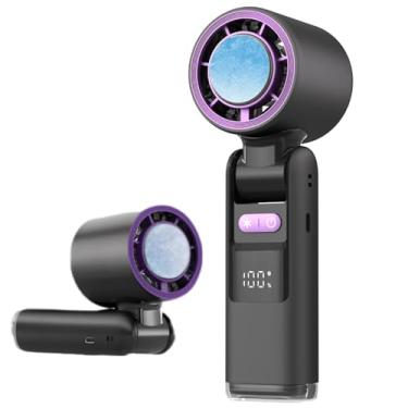 Imagem de Bryzalor Ventoinhas pessoais portáteis de resfriamento de gelo - portátil de 100 velocidades, design dobrável e pendurado no pescoço, mini ventiladores recarregáveis, carregamento USB para bolso