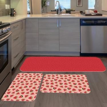 Imagem de Passadeira Cozinha，Tapete Antiderrapante Cozinha，Kit De 3 Tapetes para Melancias Sementes，Vida Criativa(01)