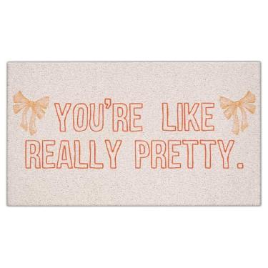 Imagem de CIOJUNE Coquette Tapete de porta amarelo açafrão, você é como realmente bonito capacho para entrada da porta da frente, tapetes de banho para banheiro, tapetes de boas-vindas com laço para entrada ao
