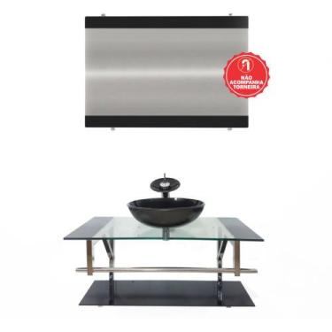 Imagem de Gabinete de Vidro 90cm para Banheiro Itália - EKASA, Preto