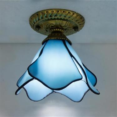 Imagem de Luminária de teto contemporânea LED estilo retrô americano para sala de estar, restaurante, quarto, casa de campo, hotel, corredor, café, bar, decoração em vidro colorido (Estilo 14)