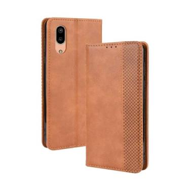 Imagem de Capa para SHARP AQUOS Sense 3 Lite,Retro Flip magnético,Caso de telefone de couro PU,Design de carteira com 3 slots de cartão e 1 clipe de dinheiro -Brown