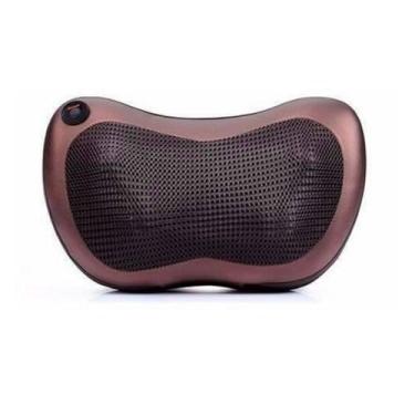 Imagem de Massageador Elétrico Shiatsu para Pescoço e Lombar, Bivolt 110V/220V, com Infravermelho, Almofada Portátil para Casa e Carro, Marrom