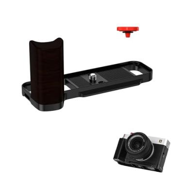 Imagem de SZZCNOX X-E5 Punho de mão em forma de L com botão de obturador para Fuji Fujifilm XE5 X-E5 Punho de madeira compatível com câmera FUJIFILM X-E5, placa de liberação rápida padrão Arca embutida (preto)