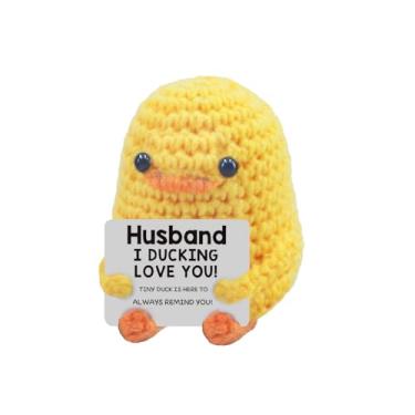 Imagem de Adorável pato cravejado à mão – Acompanhante de apoio emocional positivo de 7 cm com cartão motivacional, decoração de mesa divertida para escritório/casa, presente para amigos/colegas/aniversários