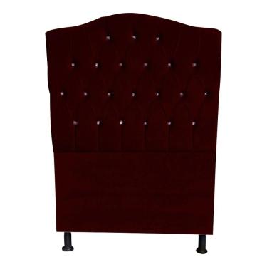 Imagem de Cabeceira De Cama Box Princesa Solteiro 90 Cm Botão Strass Suede Bordo Do Lar Móveis