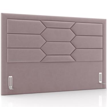 Imagem de Cabeceira Cama Box Casal 140cm Estofada Nora P05 Veludo Rosê - Lyam Decor