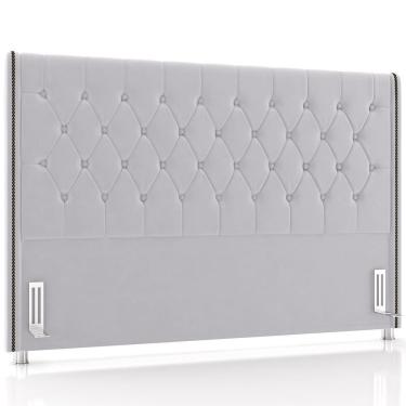 Imagem de Cabeceira Cama Box Casal 140cm Estofada Frizza P05 Veludo Cinza - Lyam Decor