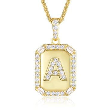 Imagem de Peeshow Colares femininos com inicial de ouro 18 quilates, colar de corrente com pingente de letra delicada, joias femininas de ouro, presentes para mulheres, esposa, mãe, filhas, aniversário