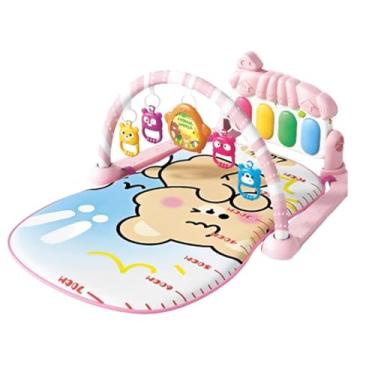 Imagem de Tapete de Atividades Musical para Bebê com Piano Interativo, Rosa, Arco com Brinquedos Pendurados, Desenvolvimento Infantil