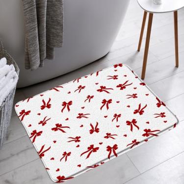 Imagem de STKKST Tapete de banho para dia dos namorados, laço vermelho, coração, amor, doce, romântico, casal, mulher, banheiro, banheira, tapete, decoração, 45,7 x 76,2 cm