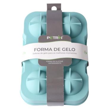 Imagem de Forma de Gelo Esférica em Silicone, 6 Cavidades Grandes com Tampa, Molde para Whisky, Gin, Coquetéis e Drinks Premium, Cor Azul (Verde)