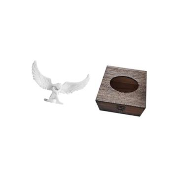 Imagem de Fenteer Escultura de Anjo de Resina com Enfeite E Suporte de Caixa de Lenços de Madeira para Escritório, Banheiro, Casa, Estante, Corredor, Decoração de