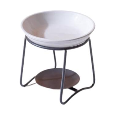 Imagem de Fenteer Queimador de óleo portátil com estrutura de metal para decoração de casa, suporte para vela tealight, aquecedor de óleo e cera perfumada para SPA, Preto