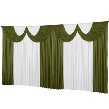 Imagem de Cortina Para Igreja Sala Eventos Festas 100% Poliester Premium(Verde/branco,Cortina 6 metros)