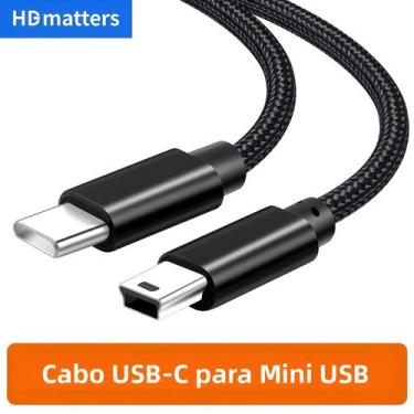 Imagem de Cabo De Dados USB C Para Mini USB Trançado OTG Para Carregamento E Sin