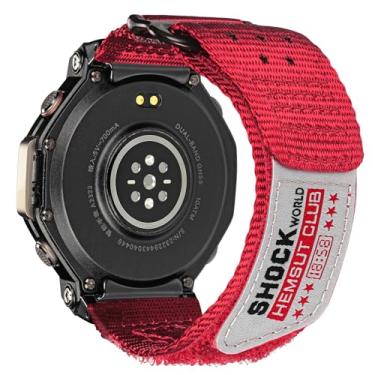 Imagem de FIILIIX Pulseiras de relógio compatíveis com Amazift T-Rex 3 pulseira de nylon, pulseira de substituição para smartwatch T-Rex 3 Outdoor, Vermelho, Middle Wrist (6.6"-7.8"), Militar