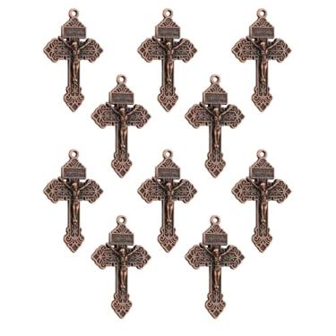 Imagem de COTTVOTT Pacote a granel de 10 - Crucifixo de Perdão Católica Indulgência do Papa São Pio X, Pingente de Cruz de Jesus Perdão Cristão para Colar Rosário Joias Suprimentos
