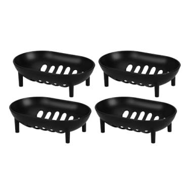 Imagem de Saboneteira Porta Sabonete De Plástico De Plastico Vazada Portátil (Preto | Kit 4)