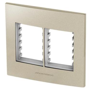 Imagem de Placa 6 Módulos + Suporte 4X4 - Inova Champanhe - 85432 - Alumbra