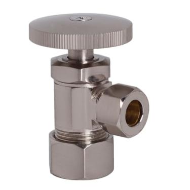 Imagem de Westbrass A105-20 Válvula de bloqueio de ângulo de manípulo redondo, entrada de tubo de cobre de 1/5.1 cm com saída de compressão de 9,5 cm, aço inoxidável