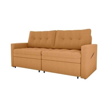 Imagem de Sofá Cama Reclinável 2 Lugares 220cm Nayla Boucle Mostarda Matrix Boucle Mostarda