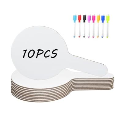 Imagem de ZPOYOT 18 Pçs de resposta apagáveis a seco com marcadores espessos de mão dupla face pás mini quadros brancos pequenos sinais apagáveis a seco pás de leilão para estudantes licitação em sala de aula