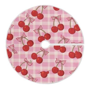 Imagem de Blueangle Saia de árvore de Natal com laço de cerejeira de 89,9 cm - poliéster macio e resistente a rugas, decoração de férias para festas de Natal, árvore festiva e decoração de casa (753)