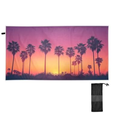 Imagem de ATTX Toalha de praia com silhuetas de palmeira 76 x 152 cm - Cobertor leve de microfibra resistente à areia de secagem rápida para piscina, ioga, academia e viagens | Esportes de banho de natação