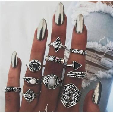 Imagem de Anel Falange Jóias Jogo Com 10 Anéis Flecha Folha F4846 - ImportadoDec