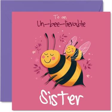 Imagem de Stuff4 Cartão de aniversário da irmã - Un-bee-lievable - Cartão de feliz aniversário para irmã do irmão irmão, cartões comemorativos de aniversário de 5,7 polegadas Un-lievable